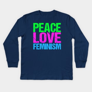 Peace Love Feminism Kids Long Sleeve T-Shirt